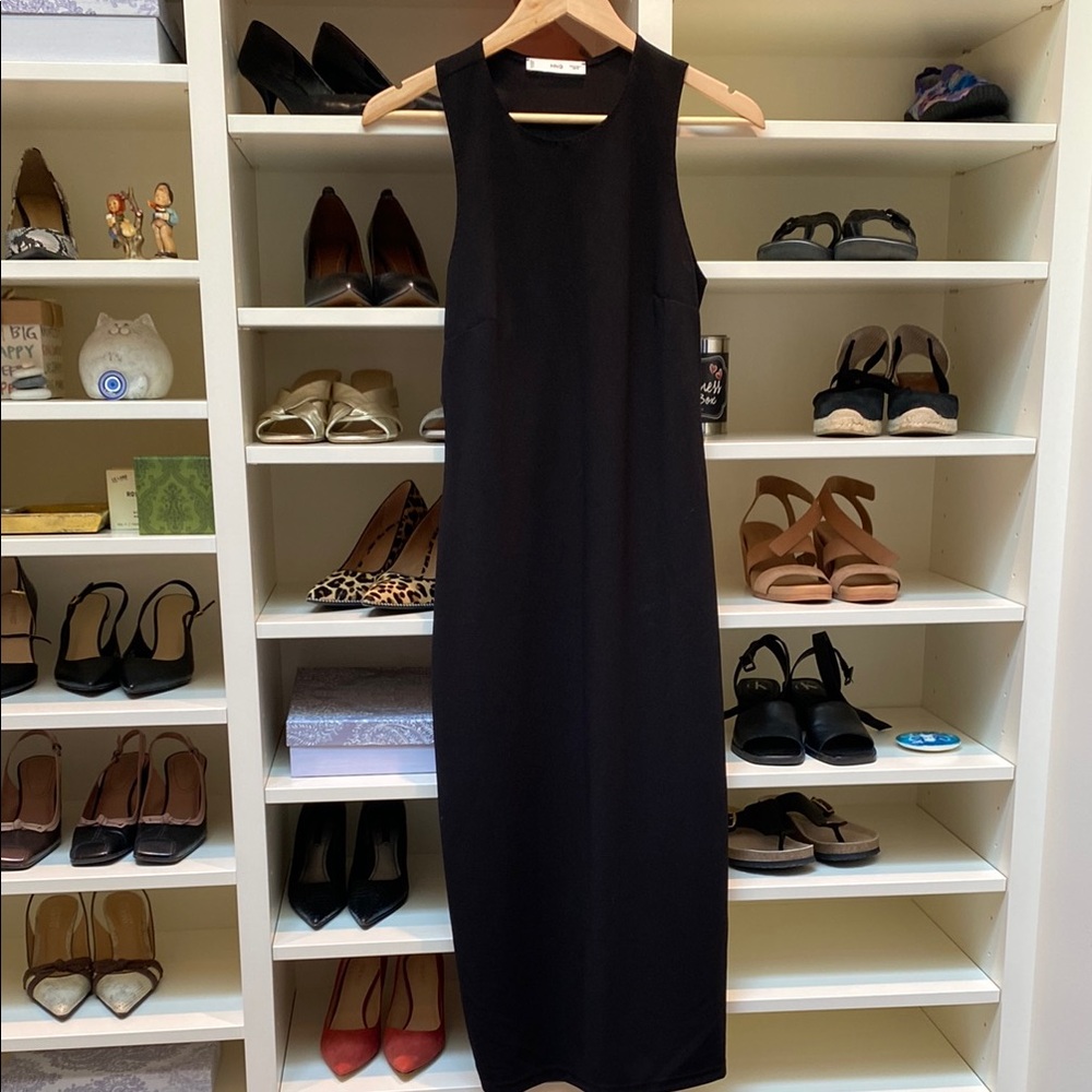Mango/ MNG Black Asymetric Sheath Midi Dress!  NWOT. Size 6